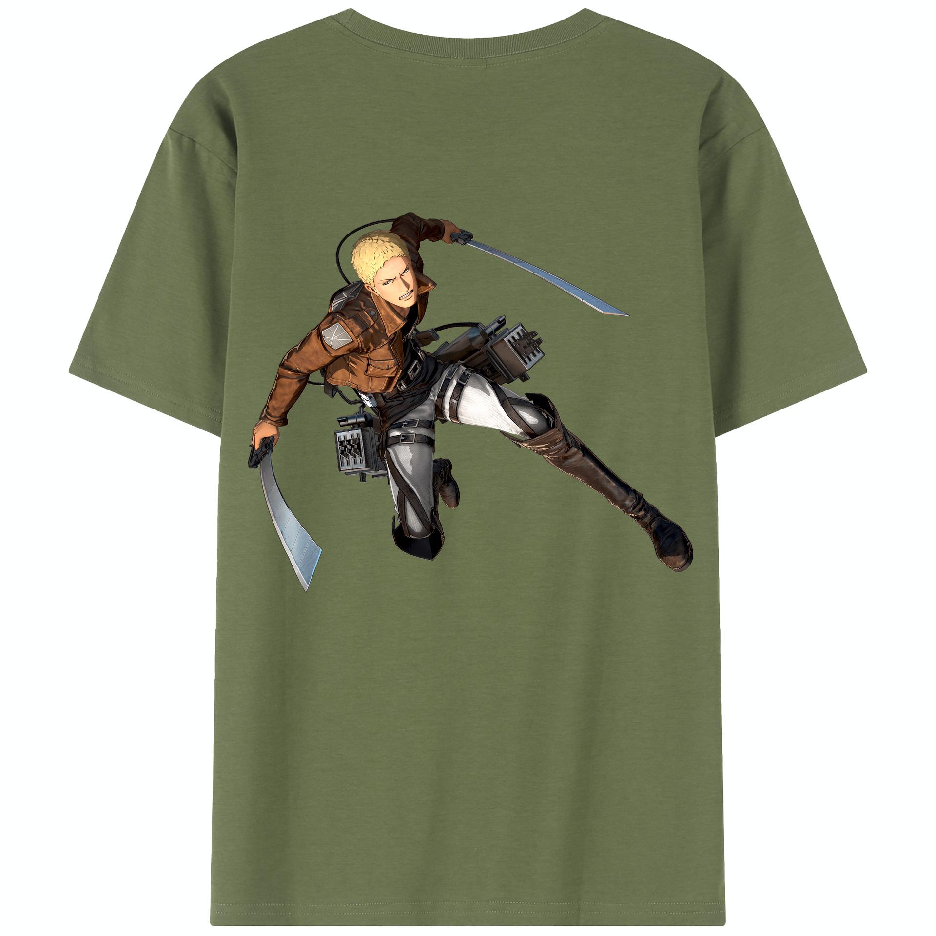 （画像用） 進撃の巨人 ライナー・ブラウン Attack on Titan Reiner Braun 綿100％半袖Tシャツ（背面プリント）